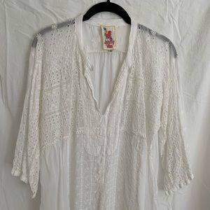 Johnny Was White Embroidered Eyelet Tunic | Small